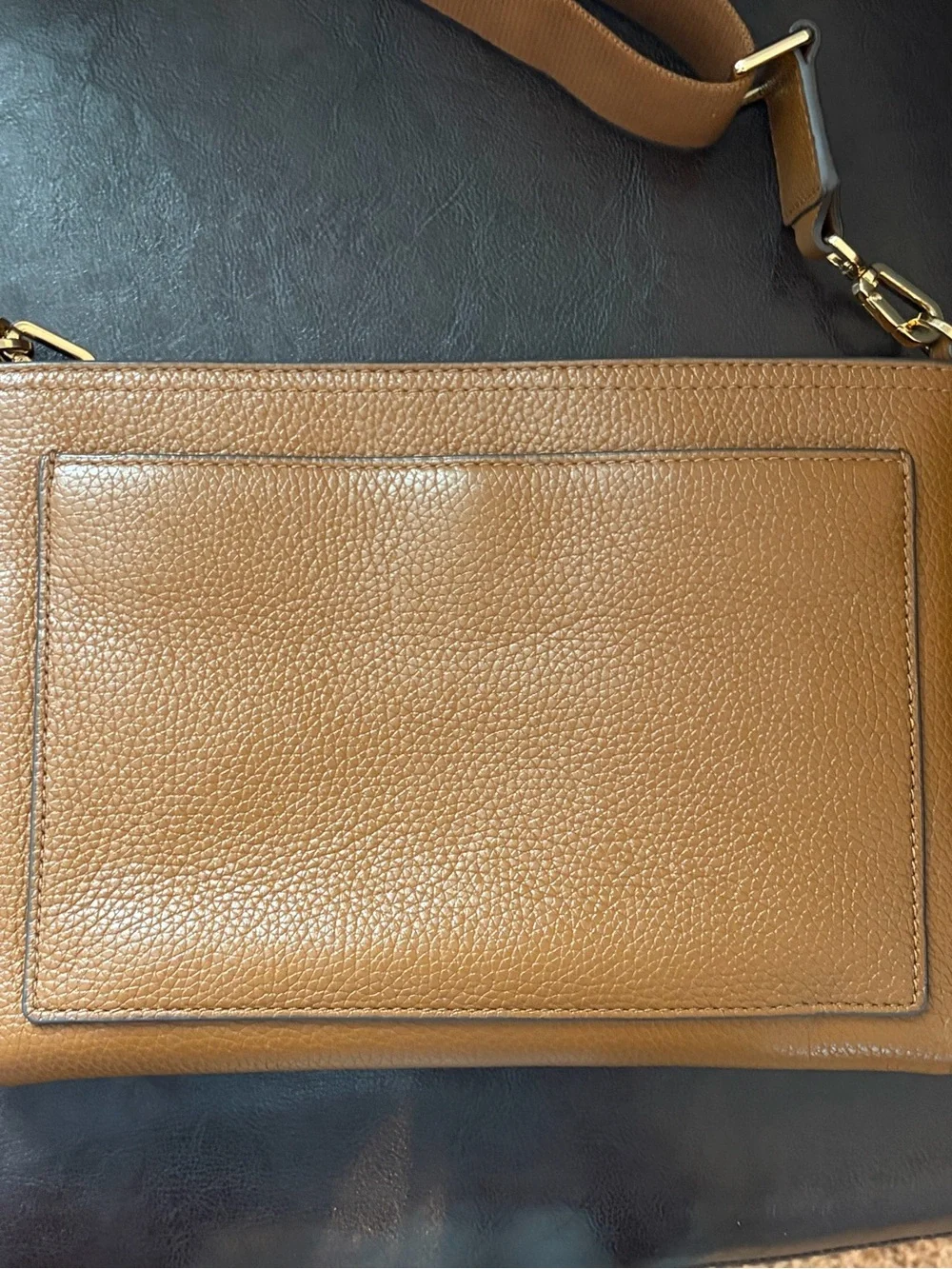 Tory Burch Blake medium brown pebbled leather crossbody purse bag gold